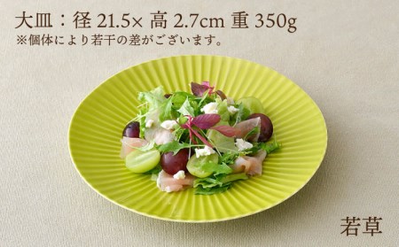 【波佐見焼】しのぎ グレー＆若草 中皿・大皿 ４枚セット プレート 6寸皿 7寸皿【一龍陶苑】[CC73]