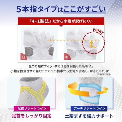 ふるさと納税 京都市 ファイテン 足王(ソッキング)5本指 レディース ブラック/グレー<22〜24cm>|人気 ソックス |  | 01