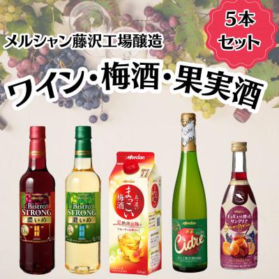 ふるさと納税 藤沢市 メルシャン藤沢工場醸造、お楽しみワインと梅酒・果実酒　5本セット