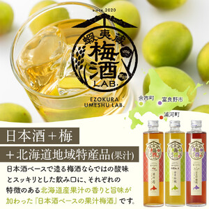 日本酒ベース 蝦夷蔵 梅酒 LAB.セット（苺・林檎・葡萄）| 飲み比べ セット いちご りんご ぶどう アルコール 限定 北海道_01106