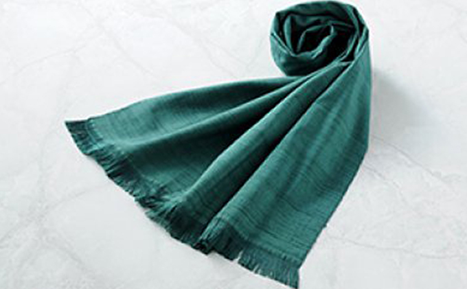 「伝統的工芸品」伊那紬（スカーフ）グリーン④