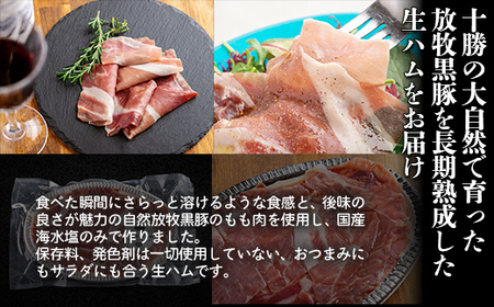 鹿追産 自然放牧黒豚 12か月長期熟成ハモンセラーノ・無添加生ハム（80g×2）【 ふるさと納税 人気 おすすめ ランキング ハモンセラーノ 長期熟成生ハム 放牧黒豚 黒豚 生ハム 北海道 鹿追町 送