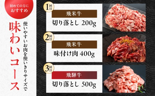 【黒毛和牛 定期便】 飛騨牛入り 選べるコース （全3回 / 全6回 / 全12回）