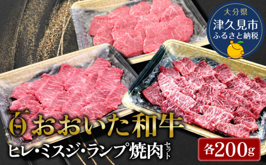 和牛 赤身 焼肉 <おおいた和牛> ヒレ・ミスジ・ランプ焼肉セット | 和牛セット 焼肉セット 赤身焼肉セット 希少部位 赤身セット 牛肉 和牛 ブランド牛 黒毛和牛 赤身肉 焼き肉 焼肉 バーベキュー 大分県産 九州産 津久見市 熨斗対応　