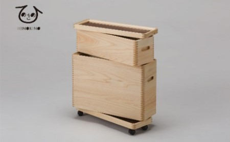 収納 ボックス 木製 ひのき スリム キャスター 付き 小物入れ ケース ラック 道具箱 蓋付き 組み合わせ おしゃれ 整理 インテリア サイドテーブル 備蓄品 市川木工 ひのきの 桧 ウッド 藤枝家