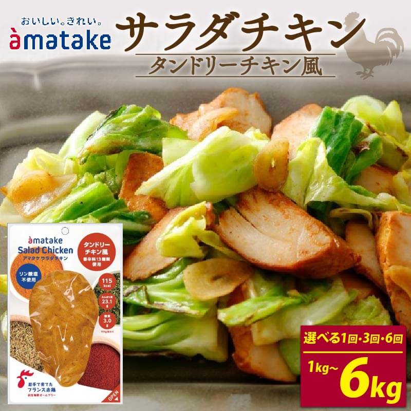 【ふるさと納税】 年内発送 サラダチキン タンドリーチキン風 100g×10個 〈 単品 or 定期便が選べる 〉 アマタケ 国産 鶏肉 リン酸塩不使用 小分け ダイエット 冷凍 タンパク質 トレーニング 限定 オールフリー 抗生物質不使用 むね肉 低カロリー