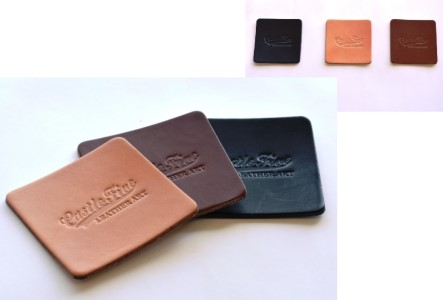 レザーコースター2枚組（黒・茶・ナチュラル）85×85×3mm 茶