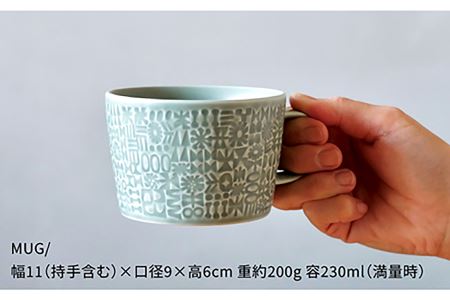 【波佐見焼】PATTERNED PLATE・MUG ペア 4点セット squall gray＋yellow 食器 皿 【BIRDS’ WORDS】 [CF004] 波佐見焼