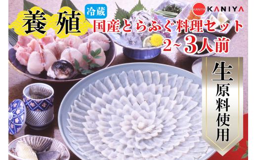 国産 養殖 とらふぐ 料理セット 2～3人前 河豚 ふぐ フグ ふぐ刺し とらふく てっさ ふぐ料理 高級魚 魚介 海鮮 贈答 ギフト 贈り物 お取り寄せ 年末年始 蟹屋 KNY-F02 下関 山口 【配送指定日必須】