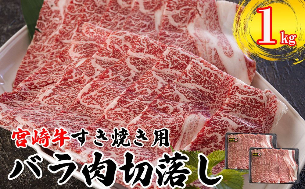 宮崎牛 バラ 切り落し 500g×2 計1kg すき焼き用 [アグリ産業匠泰 宮崎県 美郷町 31be0027] 小分け 牛肉 切落し バラ すき焼き 牛丼 肉じゃが しぐれ煮 煮込み 炒め 焼肉 普段使い 調理 おかず 料理 国産 送料無料 パック 冷凍 牛すき煮 肉豆腐 甘辛煮 ハヤシライス プルコギ ビビンバ