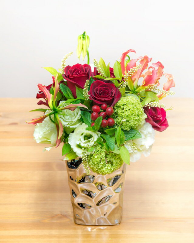 【ふるさと納税】《記念日に届くお花シリーズ》アレンジメント Sサイズ_レッド系【《記念日に届くお花シリーズ》 アレンジメント 世界らん展 フラワードリームジャパンカップ 国内主要コンテスト受賞 贈り物 Sサイズ 神奈川県 小田原市 】