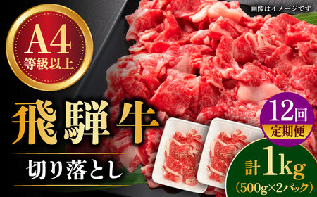 【12回定期便】飛騨牛切り落とし 1kg  多治見市/肉の丸長 和牛 切り落し 小分け 薄切り 肉じゃが 牛丼 カレー ビーフシチュー 切り落とし スライス すき焼き しゃぶしゃぶ うす切り 牛肉 飛騨牛 定期便 ギフト 贈答 贈り物 送料無料  [TAZ017]