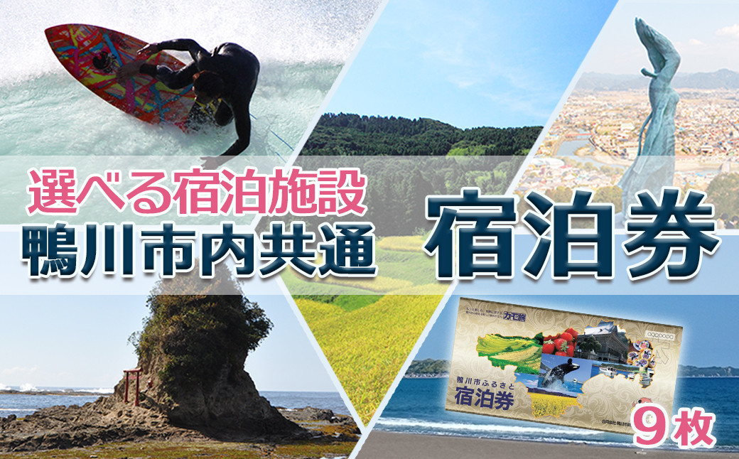 【千葉県鴨川市】市内宿泊施設 共通宿泊券　９枚（９万円相当）　[30-6]