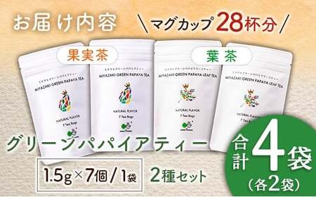 グリーンパパイアティー 2種 セット (果実茶＆葉茶) ティーバッグ 計4袋 宮崎県産