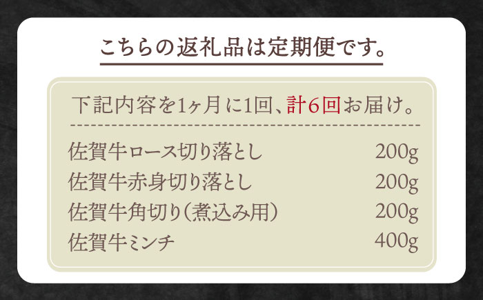 【全6回定期便】おふたりさま向け 佐賀牛 普段使いセットB【田中畜産牛肉店】 [HBH112]