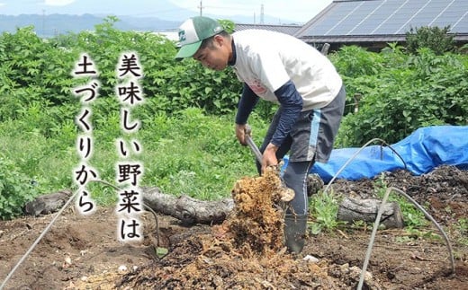 小布施の微生物や鶏糞を活かし、土づくりからこだわる工藤さん。