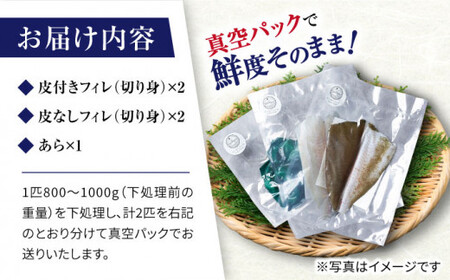 【切るだけ簡単！】 ヒラメ のフィレ（皮付き2切れ＆皮なし2切れ）＋あら＜大島水産種苗＞[CBW001] 長崎 西海 ひらめ ヒラメ 平目 刺身 刺し身 魚 ブロック 刺身 ブロック 魚 ひらめ ヒラ
