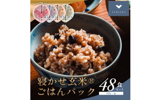 寝かせ玄米ごはんパック 4種ミックス 160g×48食 (小豆ブレンド／黒米ブレンド 各16食、もち麦ブレンド／十五穀ブレンド 各8食)｜玄米 常温保存 パックご飯 備蓄 一人暮らし レトルト 雑穀 [1615]