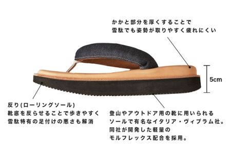 レザー雪駄サンダル　サン駄（江戸前ｓａｎｄａｌ）（サイズ：S、カラー：ブラック）