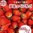 【ふるさと納税】訳ありバラ詰め いちご (紅ほっぺ) 900g以上×2箱 O048-15【発送期間：2025年3月1日～2025年5月15日】【冷蔵便】/ 果物 フルーツ 愛知県産 西尾市産 国産 イチゴ いちご 苺 大容量 食品 訳アリ お徳用 1.8キロ 1.8kg MB