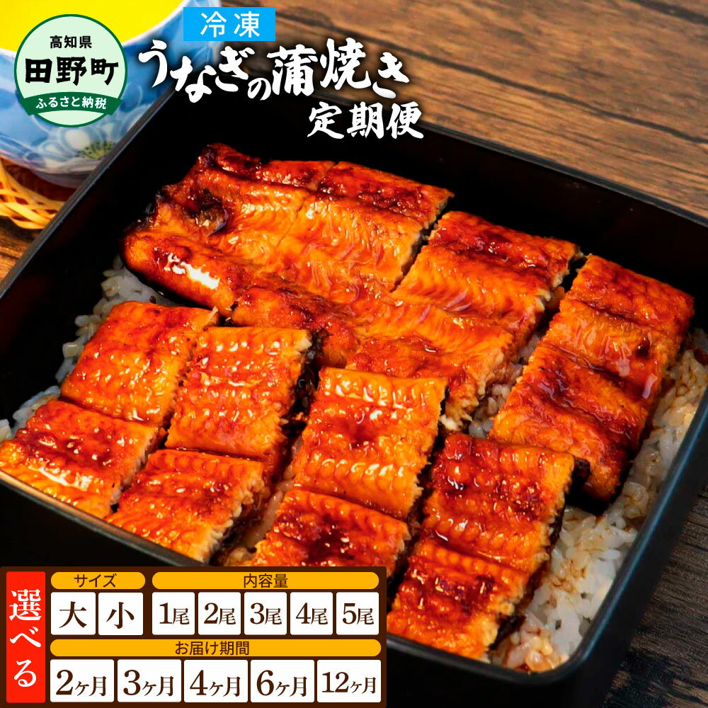 【ふるさと納税】田野町産うなぎの蒲焼き 定期便 選べるお届け内容 お届け回数 定期便 2~12ヶ月 サイズ大 小 1尾～5尾 1尾あたり90～120g/120～150g タレ付き 山椒付き うなぎ 鰻 ウナギ 蒲焼き かば焼き 無頭 おいしい ふっくら 養殖 国産 冷凍配送 高知県 故郷納税