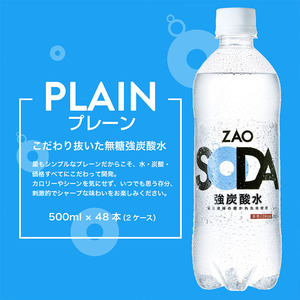 【定期便6回】ZAO SODA 強炭酸水 500ml×48本×6か月 計288本[プレーン] FY24-232