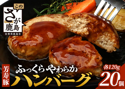 お肉屋さんが作った 国産 生ハンバーグ 2.4kg (120g×20個) 芳寿豚 ハンバーグ B-783