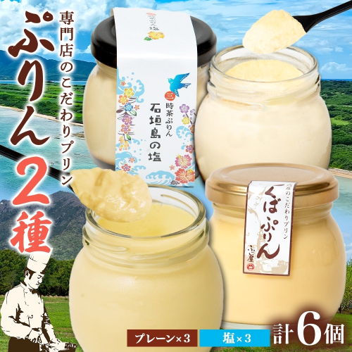 つくばぷりん プレーン ＆ 三時茶ぷりん 塩 各3個 計6個 冷凍 プリン ぷりん しお スイーツ 洋菓子 おやつ 冷菓 ご褒美 デザート 専門店 和スイーツ 人気 グルメ お取り寄せ ギフト プレゼント 贈り物 つくば 石垣島 三時茶 送料無料 ふじ屋 茨城県 桜川市 [EW006sa]