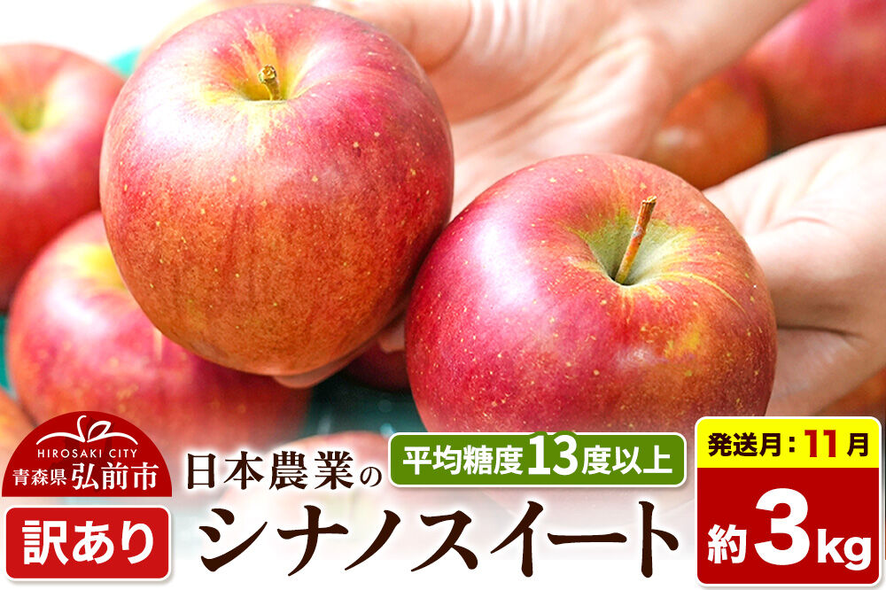 【26年11月発送】りんご シナノスイート【訳あり】約3kg 平均糖度13度以上 青森県 弘前市 果物 フルーツ 林檎 リンゴ くだもの 不揃い 規格外 [先行予約 家庭用 産地直送 アップル 青森県
