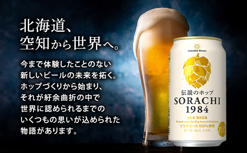 【9ヵ月連続定期便】北海道 上富良野町発祥 伝説のホップ SORACHI 1984 350ml×12缶 ソラチエース使用 サッポロ ビール クラフトビール 酒 アルコール 日用品 お酒