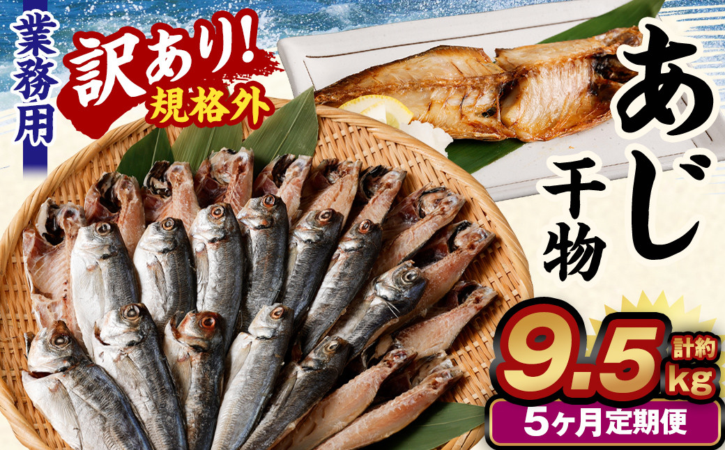 【5ヶ月定期便】【訳あり規格外】 業務用 あじ干物 1.9kg