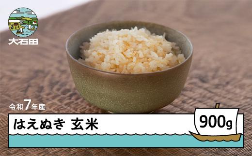 米 令和7年産 はえぬき 玄米 900g 7月下旬発送 メール便 山形県産 東北 ap-hagxa900-7s