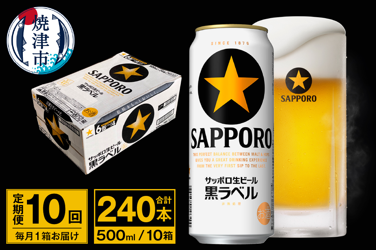 T0096-2110　【定期便 10回】ビール 黒ラベル サッポロ 500ml