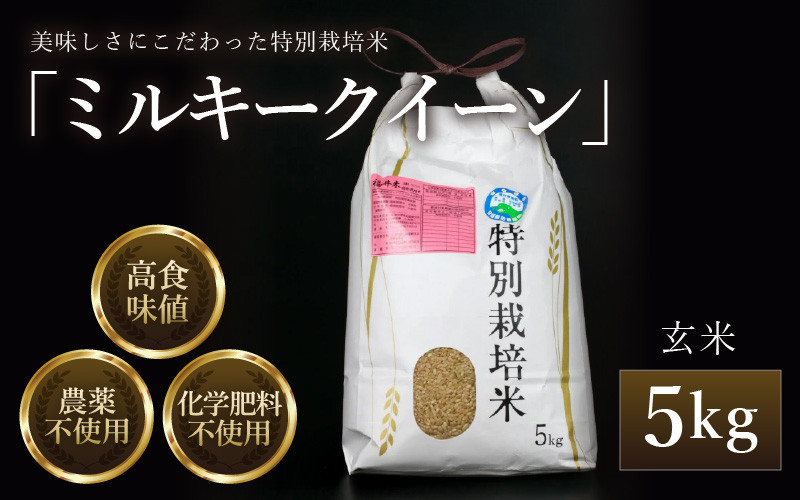 
                  【先行予約】【令和8年産 新米】 ミルキークイーン 玄米 5kg 特別栽培米 農薬不使用 化学肥料不使用 ／ 高品質 鮮度抜群 福井県産 ブランド米 ※2026年10月上旬以降順次発送 [aw063-a007_R8]
                