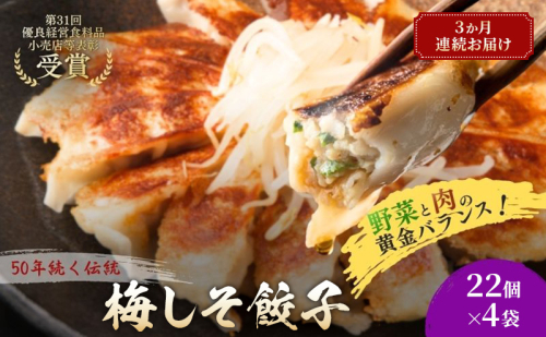 梅しそ餃子88個(22個×4袋)3か月連続お届け 餃子 冷凍餃子 冷凍ギョーザ 手作り餃子 ギョーザ 点心 中華 中華料理 惣菜 簡単調理 加工食品 静岡県 森町