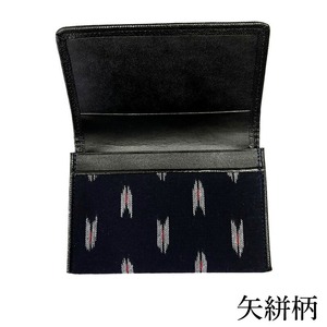 久留米絣と本革の高級名刺入れ_名刺入れ 縦7cm × 横11cm 革 本革 久留米絣 日本製 綿100％ メンズ レディース 和柄 小物 伝統工芸品 木綿 重要無形文化財 矢絣柄 小柄井桁柄 選べる 