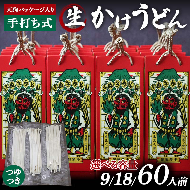 【ふるさと納税】 ＼容量が選べる／ 天狗パッケージ入り【かけうどん 9~60人前】 うどん 麺 麺類 加工品 食品 F5J-966var