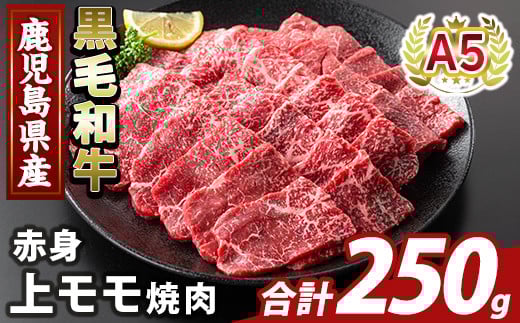 K-483-A 鹿児島県産A5等級黒毛和牛赤身上モモ焼肉(計250g)【ふるさと産直バザール】霧島市 牛肉 国産 鹿児島県産 モモ 焼肉 肉 精肉