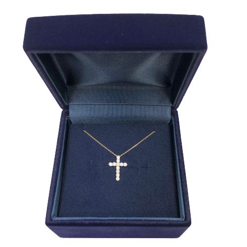 甲府市で製造 18金製 クロス ダイヤモンドネックレス 0.3ct［SIN13032K]