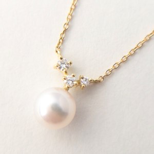K18YGアコヤ真珠ダイヤモンドネックレス パールダイヤモンドネックレスＮ30　K037807-H
