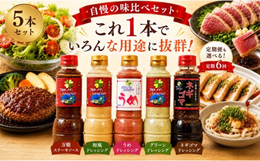 【定期6回】ドレッシング・たれ 5本セット | ステーキハウス クローバー ドレッシング 野菜 お肉 肉 焼肉のたれ ステーキ サラダ 野菜炒め 栃木県 那珂川町 送料無料