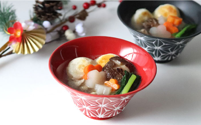 【波佐見焼】ホワイトライン麻 ミニ丼 どんぶり 赤・マットブラック ペアセット【翔芳窯】 [FE167]