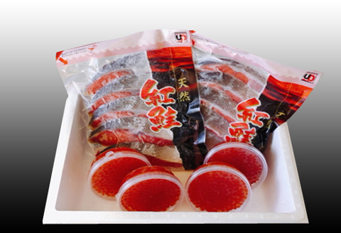 いくら醤油漬け100g×4P、紅鮭切身5切×4P C-70024