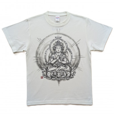 
            手描きTシャツ 仏画 大日如来 金剛界 白 (半袖 Sサイズ)【1655694】
          