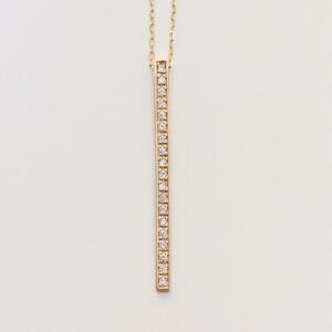 【K10イエローゴールド ラボダイヤモンドネックレス】0.095ct 19粒のラボダイヤが美しいロングネックレス 全長70cm 　K00-N001