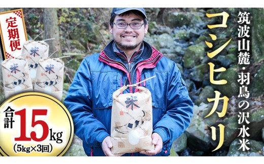 
                  【3ヶ月定期便】 筑波山麓・羽鳥の沢水米 コシヒカリ 5㎏ × 3回 定期便 米 お米 コメ 精米 白米 桜川市 茨城県 [BN003sa]
                