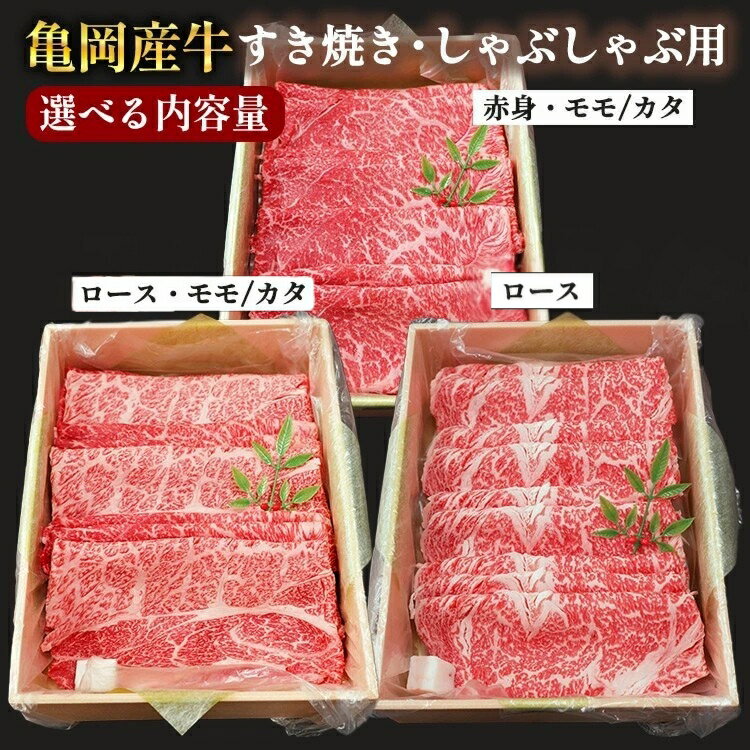 【ふるさと納税】【銀閣寺大西】【選べる内容量】亀岡産牛 国産黒毛和牛 すき焼き・しゃぶしゃぶ用(ロース・赤身) 500g 1kg 牛肉 冷凍 保存 薄切り 肉巻き 送料無料 京都 老舗 厳選 京都府産 人気 おすすめ グルメ 国産牛