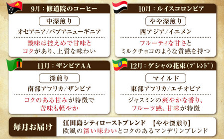 【全12回定期便】コーヒー 珈琲 島の焙煎所おすすめ『江田島シティローストブレンド』コーヒー豆/粉 全13種 コーヒー 珈琲 自家焙煎 ドリップ ブレンド 広島県産 江田島市/Coffee Roast