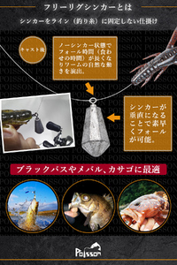 Poisson（ポアソン）鉛 8面型 フリーリグ フリリグシンカー 23g15個