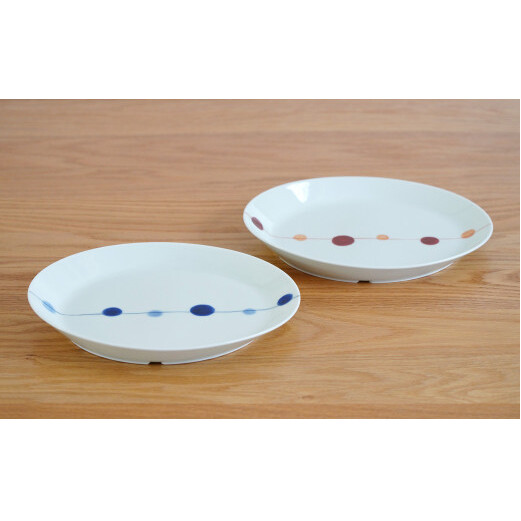 有田焼 藍土オリジナルオーバルプレート/青玉・赤玉ペアセット【藍土】 A30-254_イメージ2